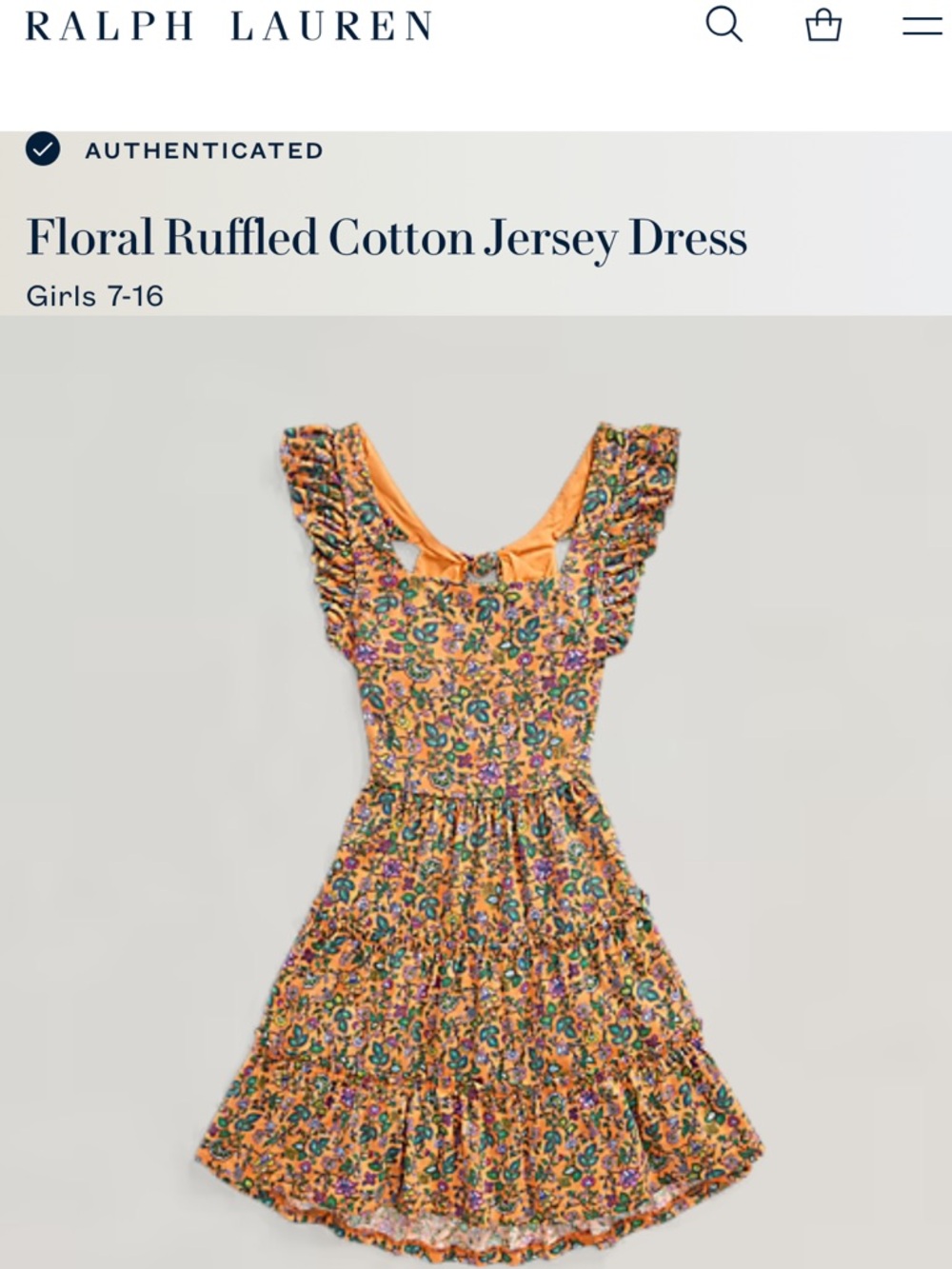 Polo by Ralph Lauren Orange Floral Dress: 16 XL